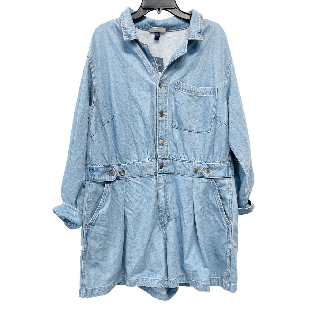 Universal Thread Women's Light Wash Button Front Denim Romper Size 17